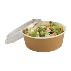 Colpac Recyclable Kraft Salad Pots With Lid Large 1300ml / 45oz (Pack Of 150) - FA374