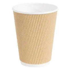 Fiesta Disposable Coffee Cups Ripple Wall Kraft 340ml / 12oz (Pack Of 25) - GP445