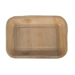 Fiesta Green Biodegradable Deep Palm Leaf Plates Rectangular 250mm (Pack Of 100) - DK380