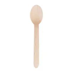 Fiesta Green Biodegradable Disposable Wooden Dessert Spoons (Pack Of 100) - CD904