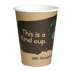 Fiesta Green Compostable Coffee Cups Single Wall 340ml / 12oz (Pack Of 1000) - DS058