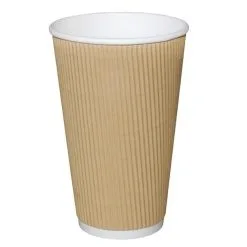 Fiesta Ripple Wall Takeaway Coffee Cups Kraft 455ml / 16oz (Pack Of 25) - GF025