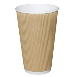 Fiesta Ripple Wall Takeaway Coffee Cups Kraft 455ml / 16oz (Pack Of 500) - GF024