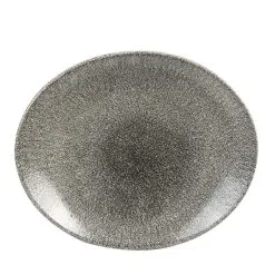 Churchill Raku Quartz Black Oval Coupe Plate 10 Inch (12 Pack) - BJ827