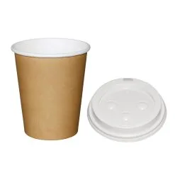 Special Offer Fiesta Brown 225ml Hot Cups And White Lids (Pack Of 1000) - SA434